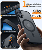 Amazon.com: CANSHN Magnetic for iPhone 16 Case, Upgraded [Full Camera Protection] [Compatible with Magsafe] [Translucent Matte] Shockproof Protective Phone Case for iPhone 16 - Black : Cell Phones & Accessories