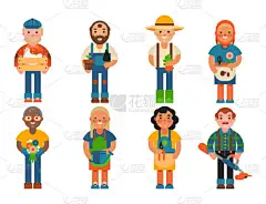 农民素质男子农业人行业农村园丁工人农业人矢量插画.