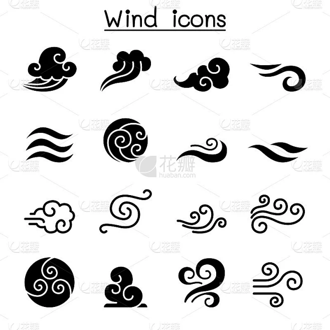 Wind icon set素材-花瓣网