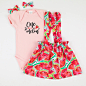 One in a melon birthday outfit. First birthday outfit girl. image 0