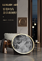 Led灯画黑白抽象白马入户玄关装饰画带灯挂画圆形客厅壁画晶瓷画-tmall.com天猫