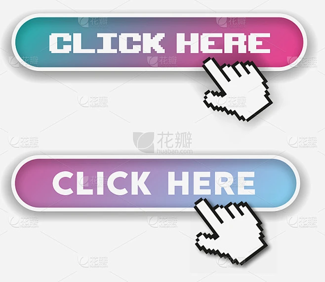Click Here flat button set. Click here button with素材-花瓣网