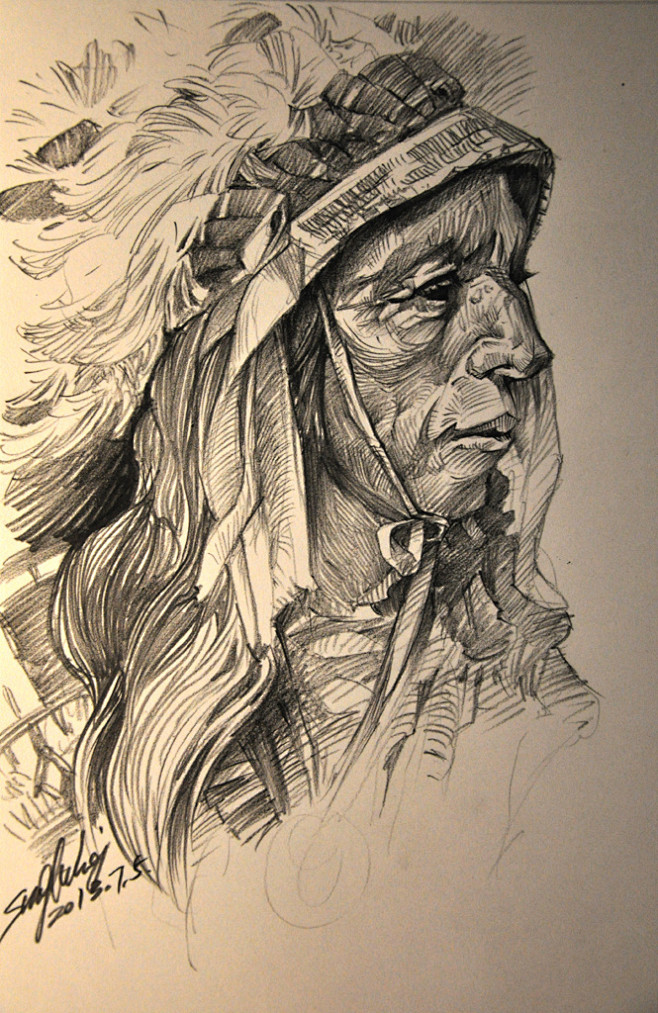 狮鸢SONNY  的插画 印第安人头像