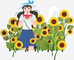 卡通夏季吃西瓜少女插画装饰矢量图高清素材 人物 人物插画 卡通 吃西瓜少女 向日葵 插画 矢量图 设计插画 元素 免抠png 设计图片 免费下载 页面网页 平面电商 创意素材