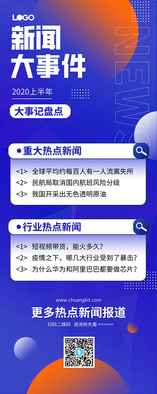 简约渐变风新闻大事件长图海报