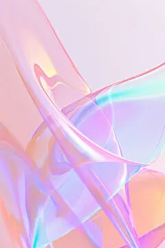 点击来源直接获取大图文件 |极简主义全息背景，由玻璃和不透明的柔和色彩制成的平滑形状和波浪。