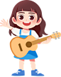 少儿兴趣班扁平人物插画-弹吉他的女孩
