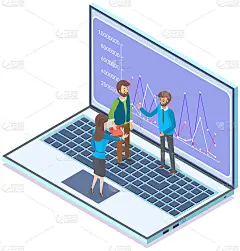 商务会议工作流程。人们用图表来讨论演示，分析人员的团队合作