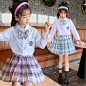 女童秋季儿童8学院风9春装jk制服长袖12岁10时尚小学生女大童套装