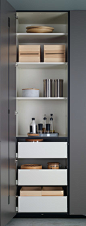 Accessories and equipment for tall units and glass door units by Santos | Kitchen organization