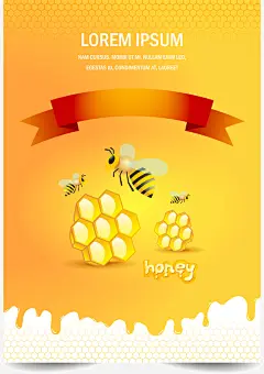 创意蜜蜂与蜂蜜海报设计矢量素材_新图网 https://ixintu.com 海报设计 蜂蜜素材 蜜蜂海报 黄色