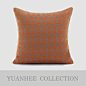元熙壹品 现代/新中式样板房/沙发靠包/橘灰色中式图纹装饰枕