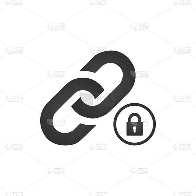 带锁的链接图标。受保护的链接概念。在白色背景上隔离的矢量插图