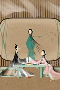 白素贞：只顾跟你聊，菜都凉了。公子，你趁热吃吧。-呼葱觅蒜__涂鸦王国插画