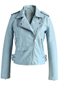 Chicwish Faux Leather Biker Jacket in Pastel Blue - Retro, Indie and Unique Fashion