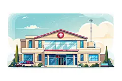 城市医院手绘图库