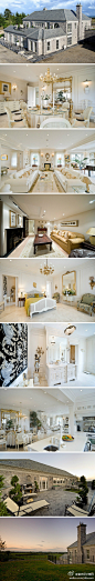 这座位于爱尔兰的乡间豪宅，完美的欧式宫廷设计，纯白为主色调，衬托出高贵典雅的室内空间。