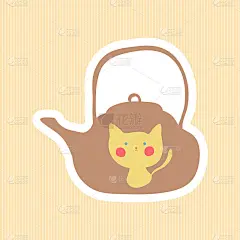 茶壶可爱有趣和彩色。标签，卡片，海报，环保袋和服装的概念。