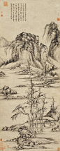 倪瓒 至正壬子（1372）年作 雅宜山斋图 立轴 水墨纸本