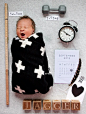 birth announcement with ruler, clock and weight