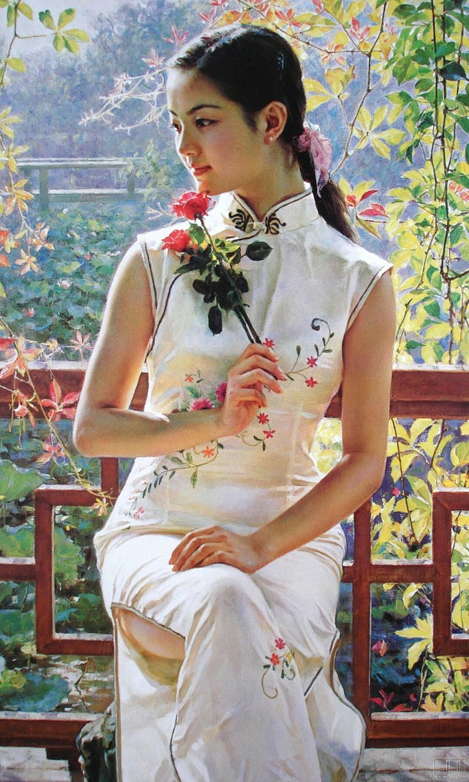 紫藤清香从海边拾贝人转采于2015-06-30 14:17:16关则驹作品油画欣赏