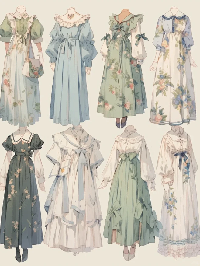 连衣裙｜oc穿搭服设手帐贴纸插画素材21弹-花瓣网