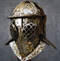 An authentic reproduction of a helmet worn by a 'Provocator' - a type of gladiator dating from the first century AD.: 