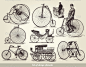 Vector set of old bicycles — Stock Vector #5281397