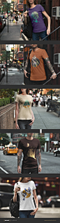 男女装短袖T恤衫展示效果图服装户外场景智能贴图PS样机提案素材