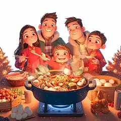 吃火锅插画  增强效果E