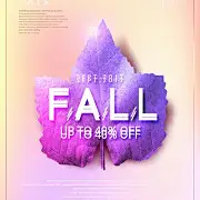 秋天紫色枫叶促销海报设计下载-九图素材网