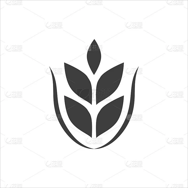 小穗图标在白色背景。向量EPS10素材-花瓣网
