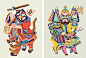 Double Magic : Try to use the new geometry language and color to redraw the elements in the China New Year picture