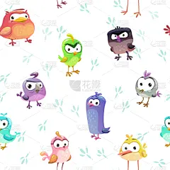 鸟类,四方连续纹样,幽默,卡通,婴儿,脚印,式样,可爱的,小的