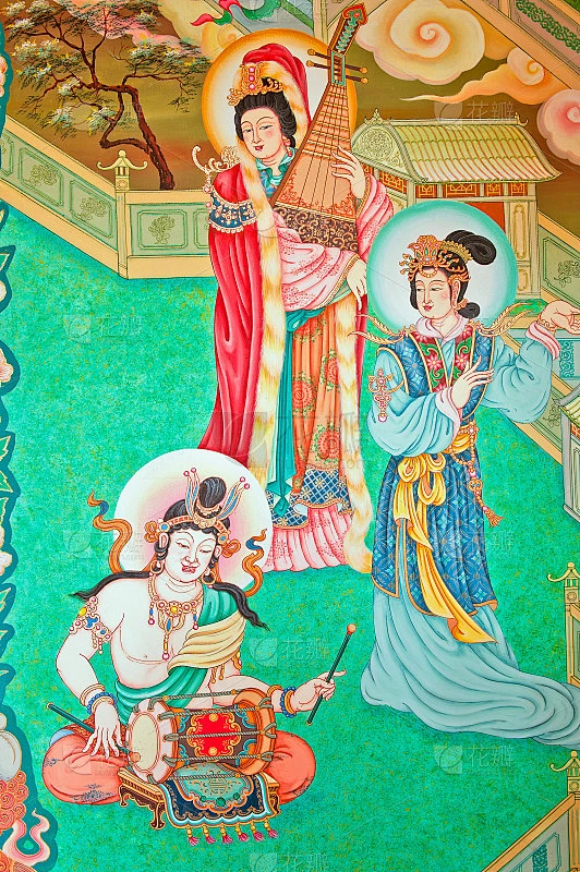 中国古代壁画。素材-花瓣网
