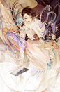 古风女子手绘插画
绘师：画画的小夏((992×1512)