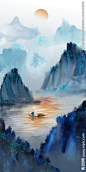 新中式山水装饰画