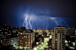 General 1600x1065 photography urban city building cityscape street night lights city lights street light storm lightning