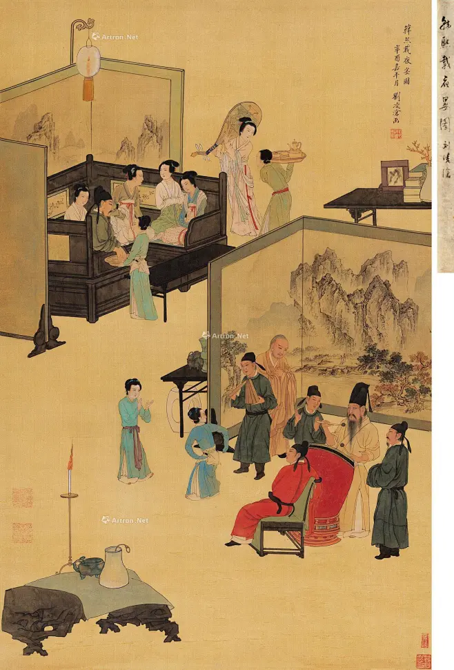 【辛酉（1981年）作 韩熙载夜宴图 立轴 设色绢本】拍卖品_图片_价格_鉴赏_绘画_雅昌艺术品拍卖网-花瓣网