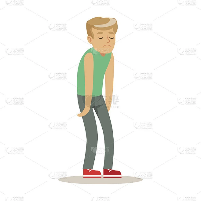 生病贫血的孩子感觉不舒服遭受疾病需要医疗保健医疗帮助卡通人物素材-花瓣网