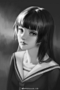 又画了两周黑白头像发图总结下   新学期头发画起来超顺手@星雨CG艺术中心
第一张临摹照片 ，然后是，阎魔爱，兵长，青峰，小埋，渡我     
   开始画彩头喽