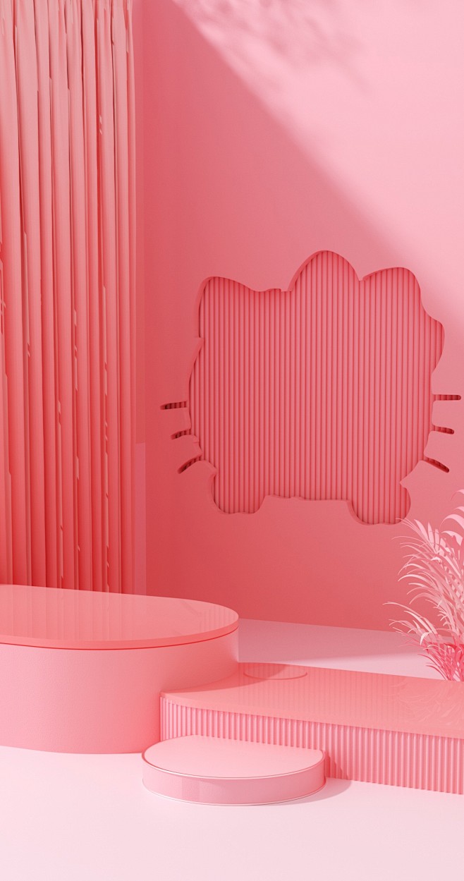 C4D背景 HelloKitty 粉色 ...