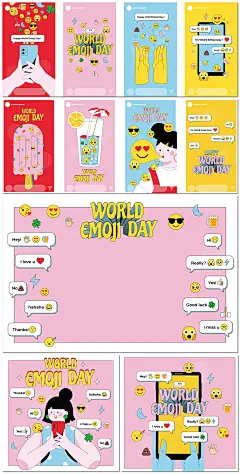 卡通青年生活社交聊天绘文字新媒体插图插画海报设计ai模板素材