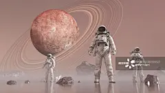 偏远的,探险,俄罗斯宇航员,行星,旅途图片素材