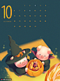 万圣节日 装扮小猪 十月日历 新年手绘日历设计PSD tid283t000680图片下载-优图网