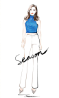 #jjseason插画# #season街拍插画#  ----- @宋茜 一身宝蓝色crop top搭配白色阔腿裤，青春性感出席活动。 ​​​​