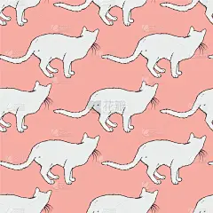 白色,猫,四方连续纹样,小胡子,兽医,粉色,纺织品,式样,可爱的,性格