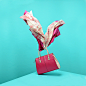 Flying bags : 2 images for a recent project. using high speed flash to give the impression of the bags being carried away by the fabric, in the wind.