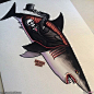 死神纹身解剖鲨鱼纹身图纹身动物手稿