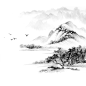 清明节水墨风山水背景元素